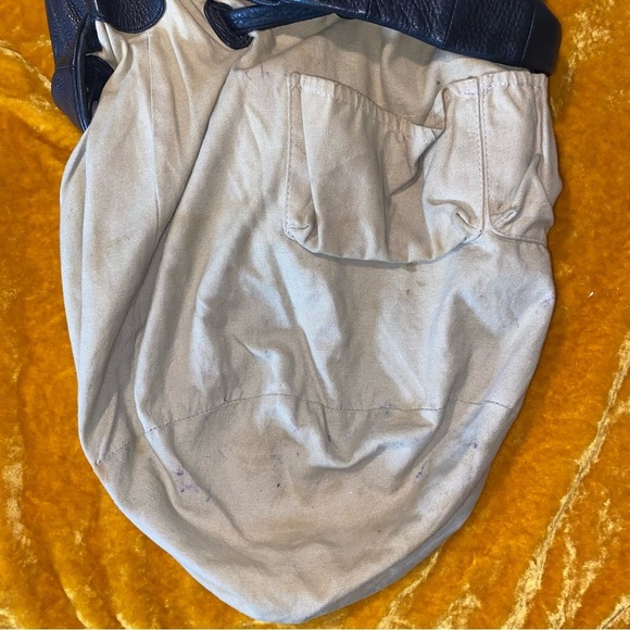 Elliott Lucca Black Leather Drawstring Bucket Bag Medium Diamond Embossed - Picture 10 of 12